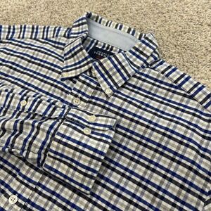 Charles Tyrwhitt Button Down Shirt Large Blue Plaid Slim Fit Long Sleeve Cotton
